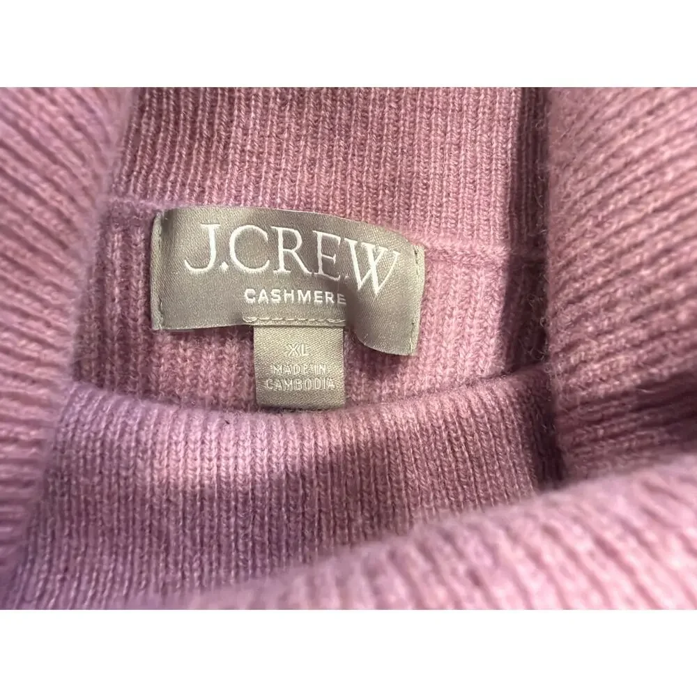 J. Crew Women's Pink Sweater Size XL 100% Cashmere Turtleneck Stretch Casual